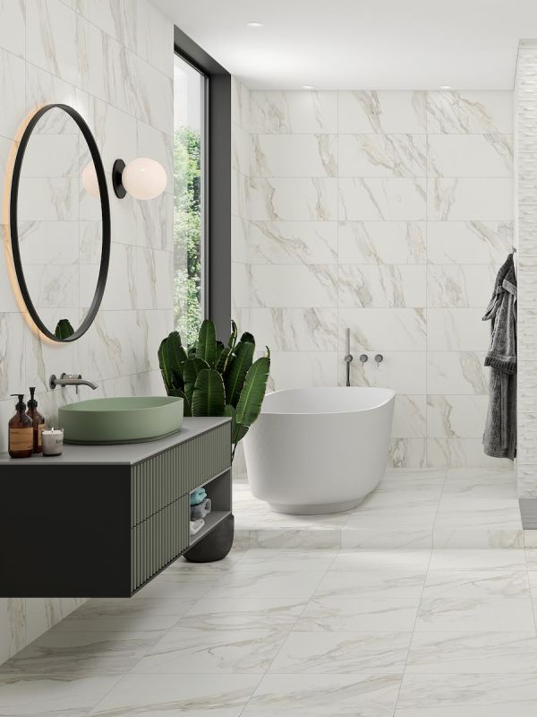 Calacatta Gold Satin Floor and Wall Porcelain Tiles - 600x300mm