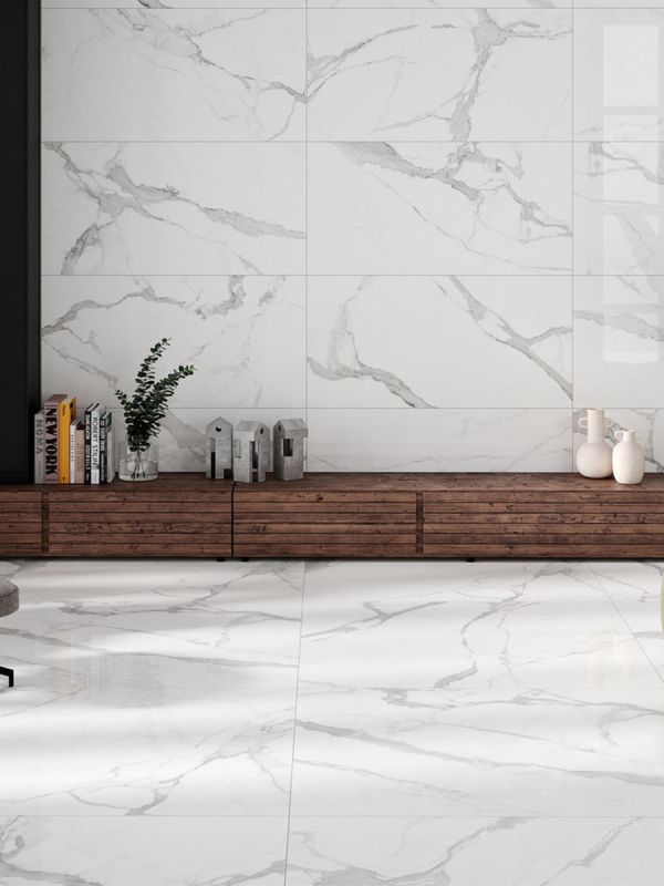 Smoke White Polished Porcelain Tile - 1200x600mm