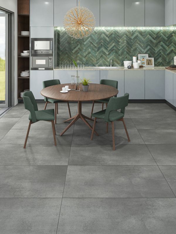 Concrete Dark Grey Click Vinyl Floor Tiles  - 935x465mm