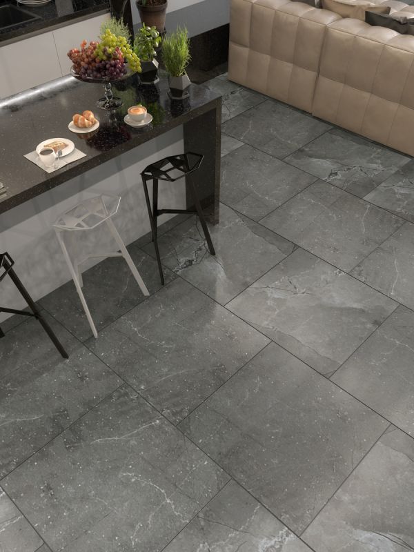 Pulpis Nero Porcelain Tile - 600x600mm