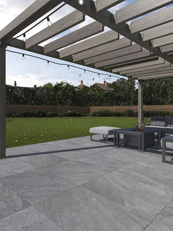 Tuscany Grey Outdoor Porcelain Paving Slabs - 800x800x20mm